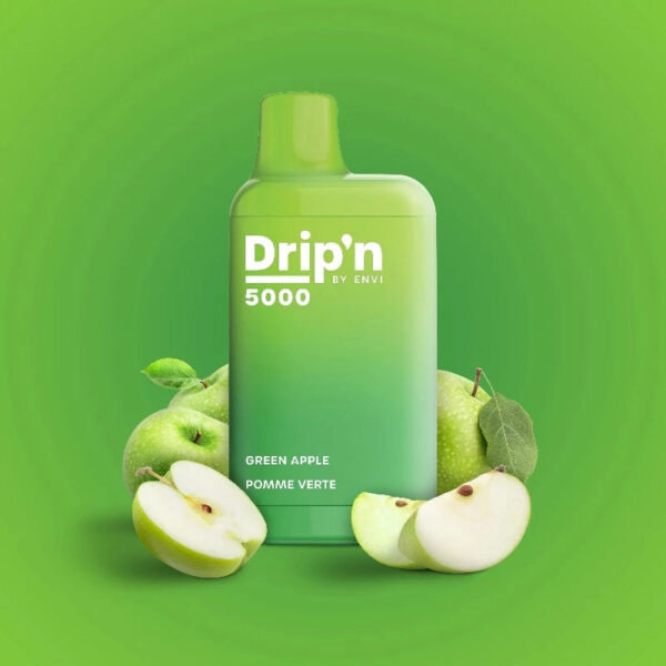 BUY DRIP'N GREEN APPLE DISPOSABLE VAPE (5000 PUFFS) DISPOSABLE MISTER VAPOR TORONTO ONTARIO CANADA