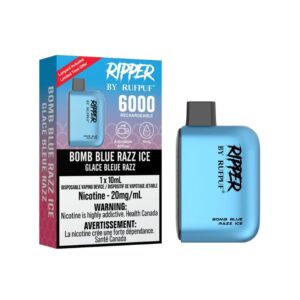 BEST RATED FLAVORS RIPPER 6000 BOMB BLUE RAZZ ICE DISPOSABLE VAPE AT MISTER VAPOR CANADA