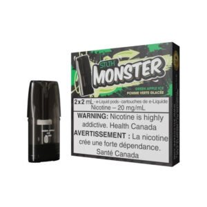 AVAILABLE NOW AT BEST SMOKE SHOP NEAR ME STLTH MONSTER GREEN APPLE ICE PODS AT MISTER VAPOR, BURLINGTON, CANADA