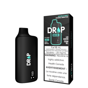 DOUBLE MINT  DROP BOX 8500 PUFF DISPOSABLE VAPE, Meet the DROP BOX Disposable vape, your ultimate on-the-go vaping companion! With an impressive 8500-puff capacity and a substantial 15mL e-liquid tank, this sleek device guarantees a satisfying vaping experience.