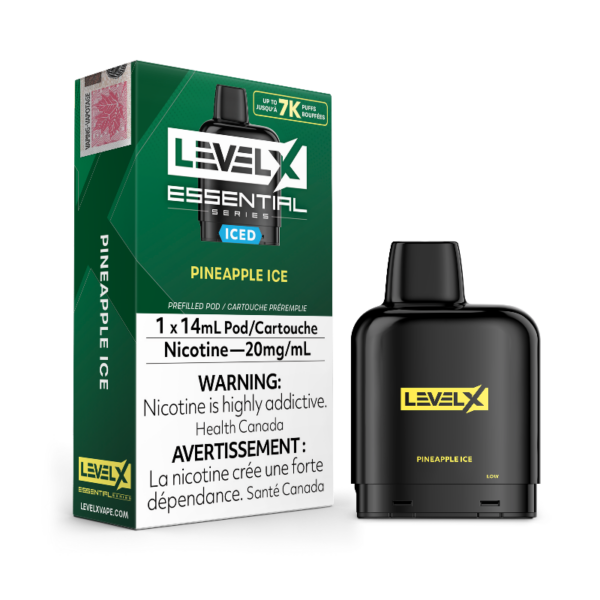 ESSENTIAL SERIES PINEAPPLE ICE BY LEVEL X Experience the delightful tropical charm of luscious pineapples perfectly complemented by a refreshing, frosty conclusion.