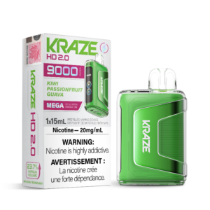 KIWI PASSIONFRUIT GUAVA KRAZE HD 2.0 DISPOSABLE VAPE (9000 PUFFs)The tantalizing blend begins with the sweet and tangy essence of ripe kiwi, delivering a burst of juicy flavor with every inhale.the tropical passionfruit notes dance on your palate, adding a luscious and exotic twist to the experience.