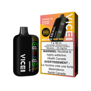 VICE BOOST BANANA ICE (9000 PUFFs) DISPOSABLE VAPE Same-day and next day delivery within the zone and express shipping GTA, Aurora, Saguenay, Laval, Gatineau, Longueuil, Sherbrooke, Lévis, Scarborough, Brampton, Etobicoke, Mississauga, Markham, Richmond Hill, Ottawa, Oshawa, Vaughan, Toronto, York, North York, Newmarket, Montreal,